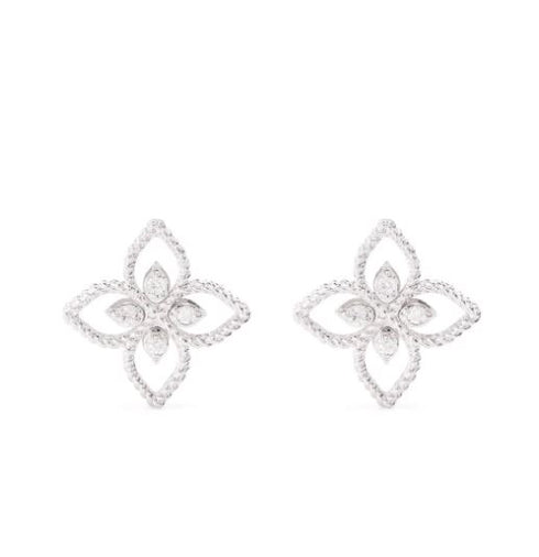 18kt white gold Princess Flower Dubai earrings